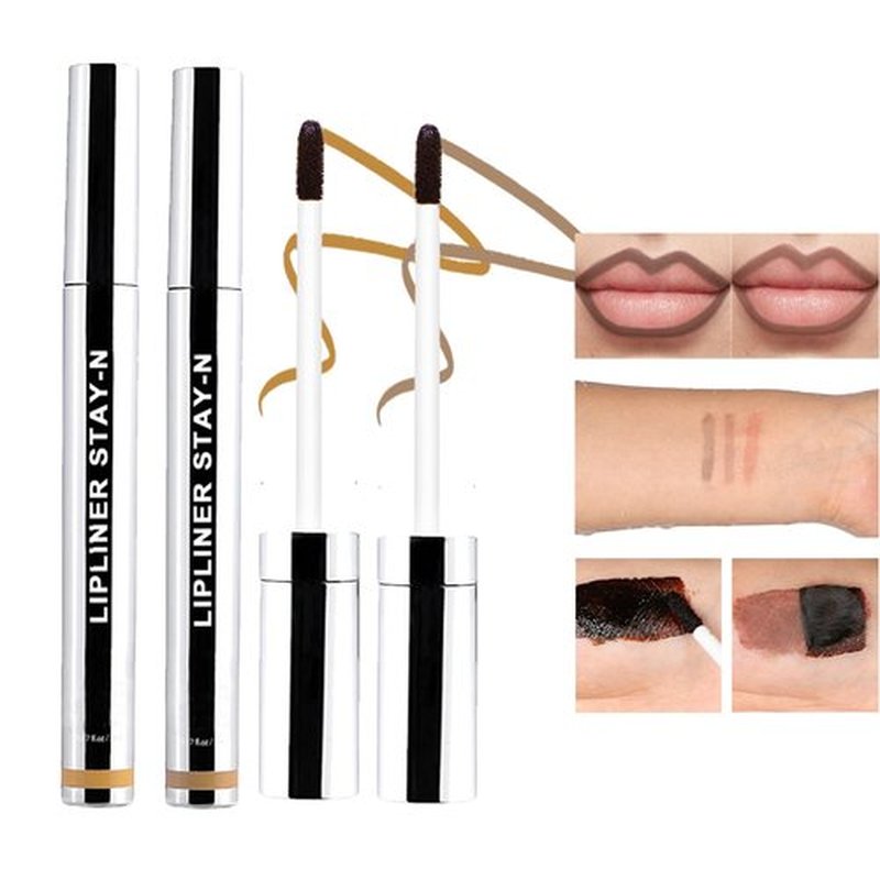 Aaiffey Lip Liner Stain Peel Off,Long Lasting Lip Stain Peel Off Waterproof Lip Tint Stain Non-Stick Cup Natural Lip Makeup (01#Nude+02#Cocoa)