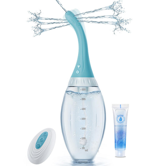 Anal Douche Swing Cleaning Enema Bulb, Anti Backflow Enemas for Men Women Colon Cleanse with Adjustable Nozzles, Remote Control Reusable Cleaner 7 Swing Modes and 7 Spray Holes, 21.98 oz with Lube