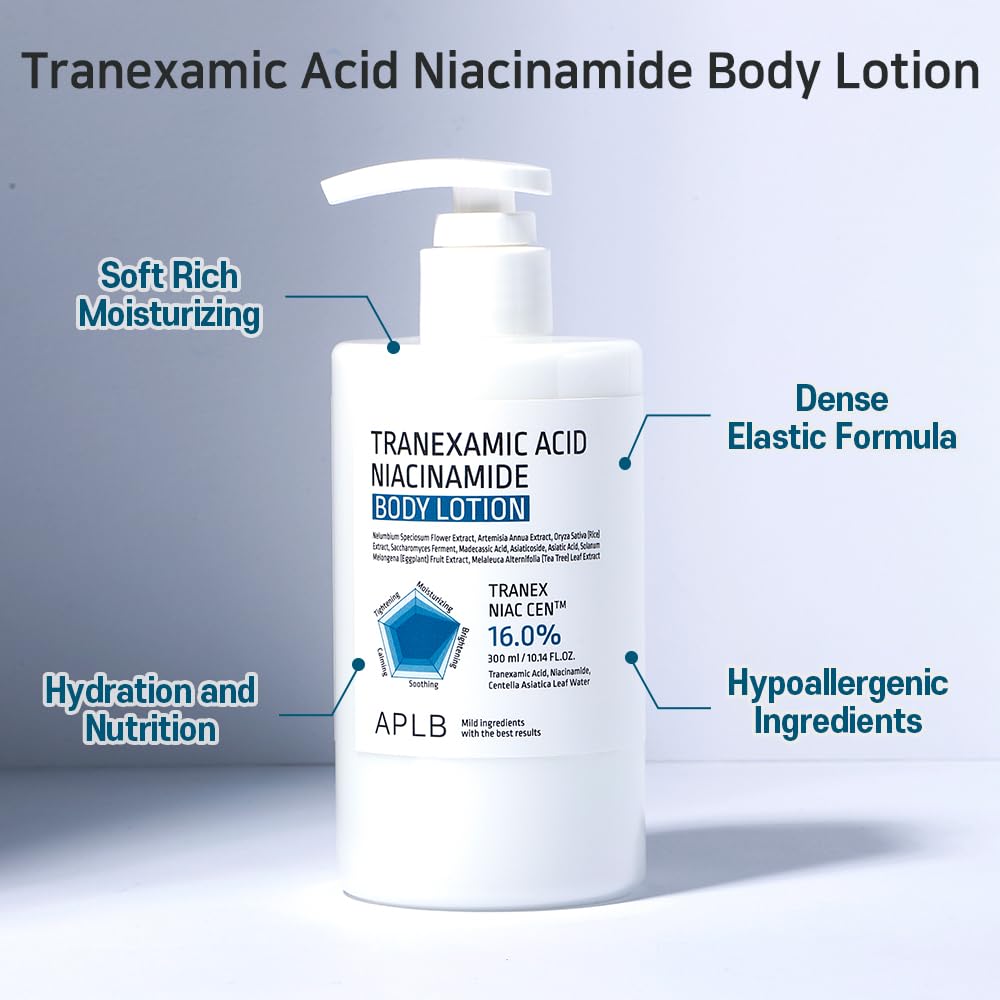 APLB Tranexamic Acid Niacinamide Body Lotion | TRANEX NIAC CEN™ 16.0% 10.14 FL.OZ/Korean Skincare, Long lasting hydration, Blemish Care, Helps with skin discoloration