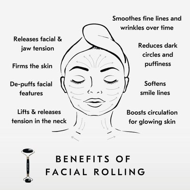 Mount Lai Warming Black Obsidian Facial Roller Massager | Facial Massage Roller to Detoxify and Purify