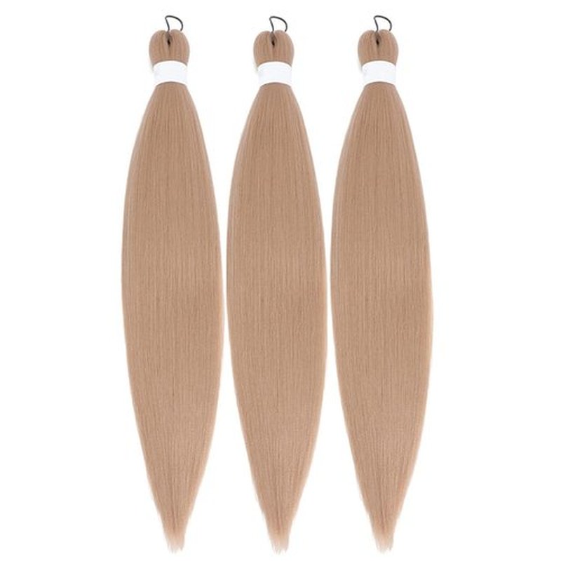Newluyang Pre Stretched Braiding Hair, Synthetic Crochet Hair Braids,26 inch 3 packs Hot Water Setting Professional Yaki Texture Crochet Hair Extension Braids.（24#/Light Brown Blonde）
