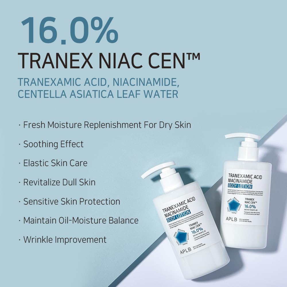 APLB Tranexamic Acid Niacinamide Body Lotion | TRANEX NIAC CEN™ 16.0% 10.14 FL.OZ/Korean Skincare, Long lasting hydration, Blemish Care, Helps with skin discoloration