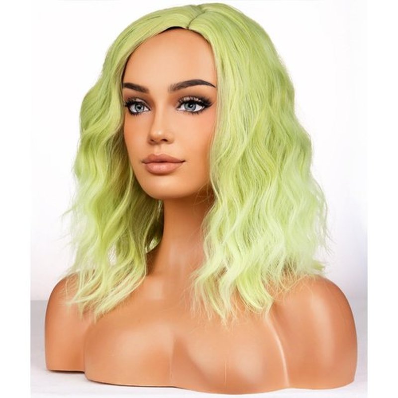 BERON Green Ombre Wigs for Women Short Curly Wavy Hair Wig Girls Green Color Movie Costume Cosplay Wig