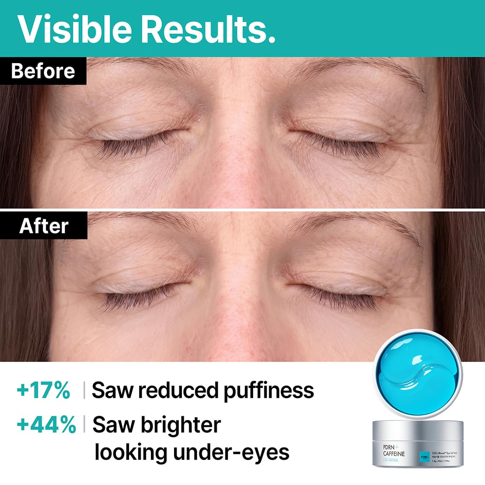 CISL SEOUL Korean PDRN Eye Patches for Puffy Eyes and Dark Circles - Caffeine & Copper Peptides Under Eye Mask for Wrinkles & Fine Lines - Deep Nightly Repair, No-Slip Hydrogel (30 Pairs)