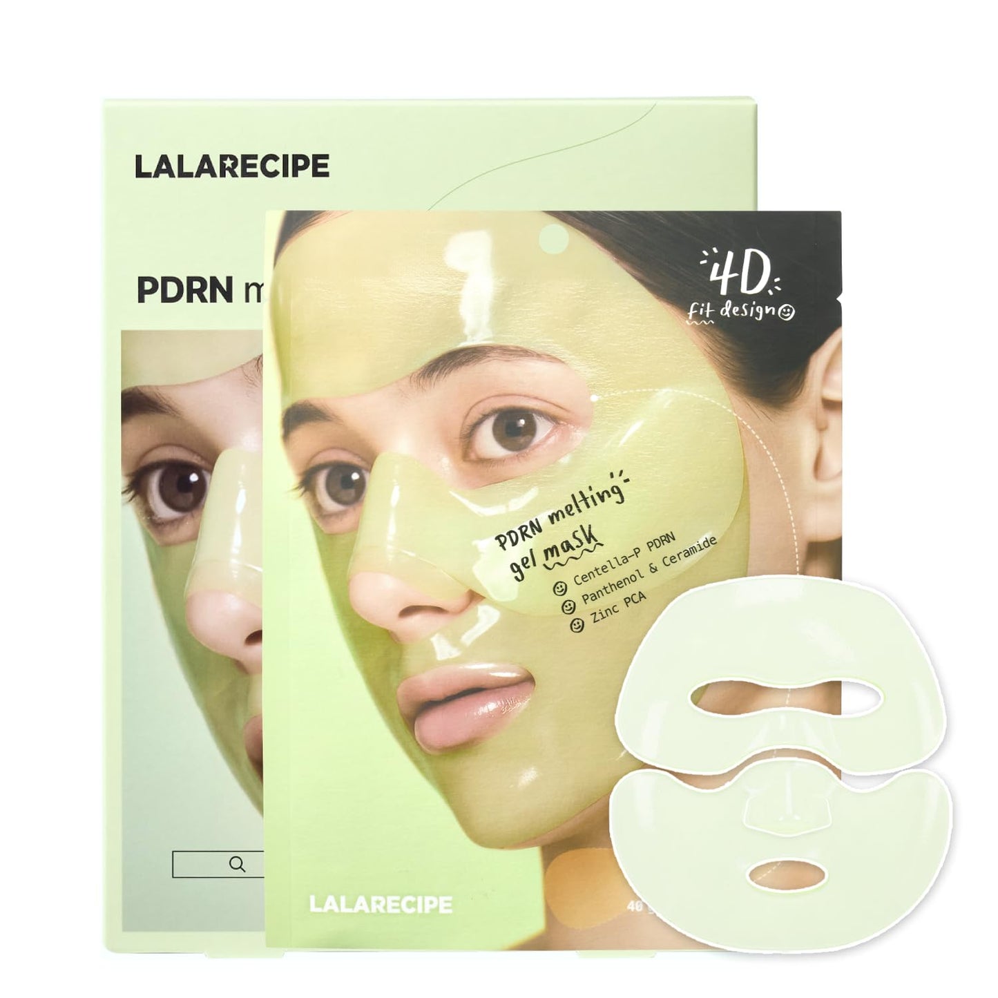 LALARECIPE PDRN Melting Hydrogel Night Mask, Centella-Derived PDRN for Skin Intense Soothing & Revitalizing, Intensive Overnight Calm Care Face Mask, Korean Skin Care (1.35 fl oz x 4ea)