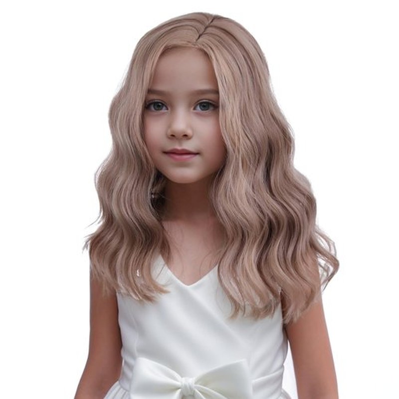 DUDUWIG Blonde Brown Wig for Kids Girls Short Curly Wig Blonde Brown Wigs for Dress Up Party Cosplay Synthetic Wigs Hairnet Include