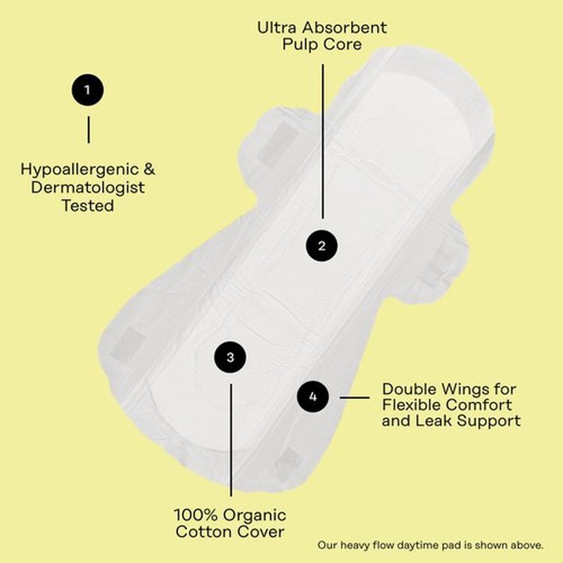 The Honey Pot Company - 64ct - Herbal Pads for Women - Heavy Flow w/Wings - Infused w/Essential Oils for Cooling Effect & Organic Cotton Cover - Sanitary Pads for Women - Feminine Care