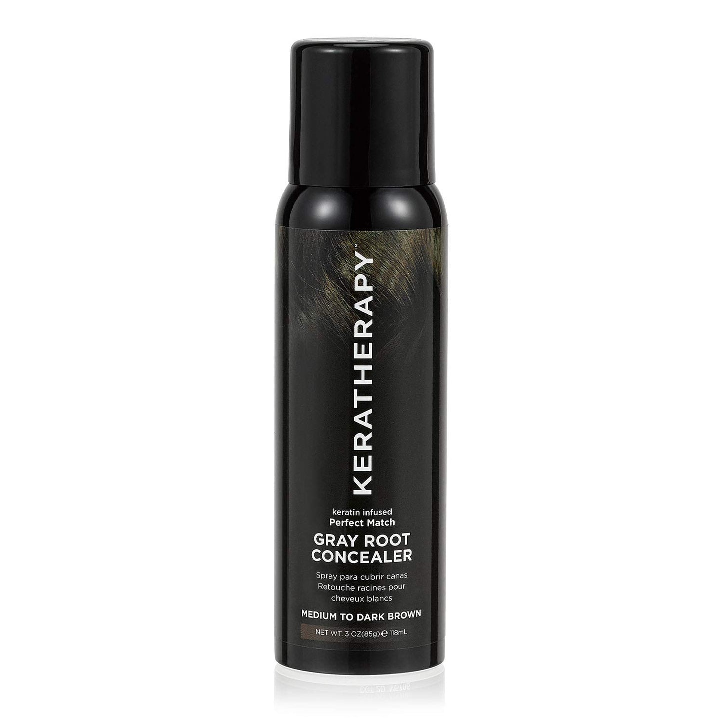 Keratherapy Keratin Infused Perfect Match Gray Root Concealer Spray, Light Brown, 3 oz, 118ml - Root Cover Up Spray to Hide Gray Roots - Keratin Therapy Hair Darkening & Temporary Scalp Concealer