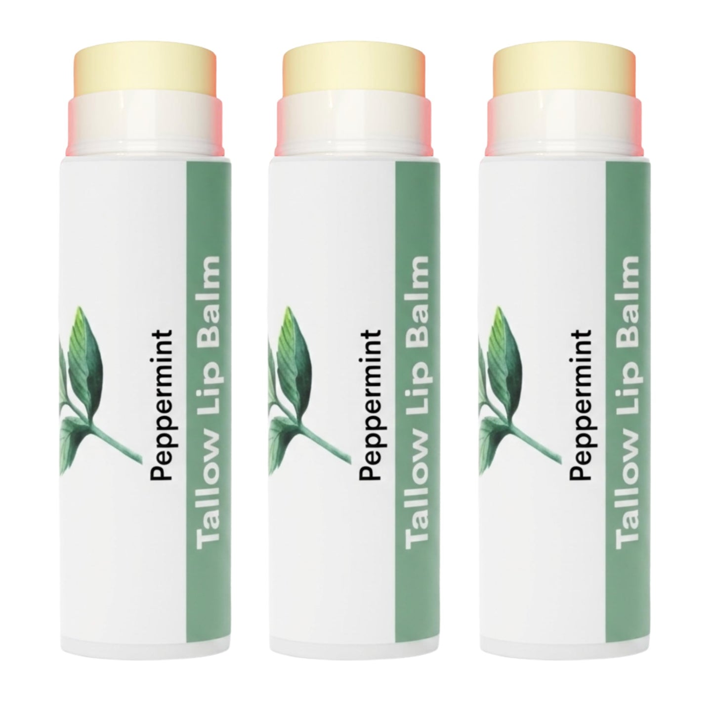 Tallow Lip Balm by Cattle Creek – All-Natural Ingredients, Long-Lasting Moisture and Hydration for Dry, Cracked, and Chapped Lips, Soothing Formula for Soft Skin (Pack of 3, Peppermint)