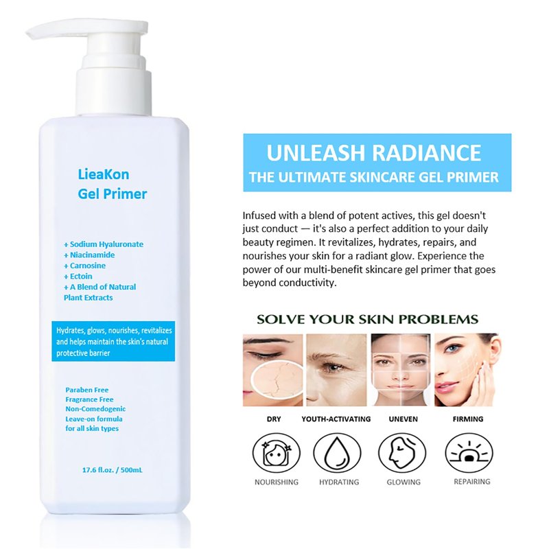 Leave-On Conductive Gel for Microcurrent & RF Devices - Hydrating Facial Serum with Hyaluronic Acid & Niacinamide | 500mL