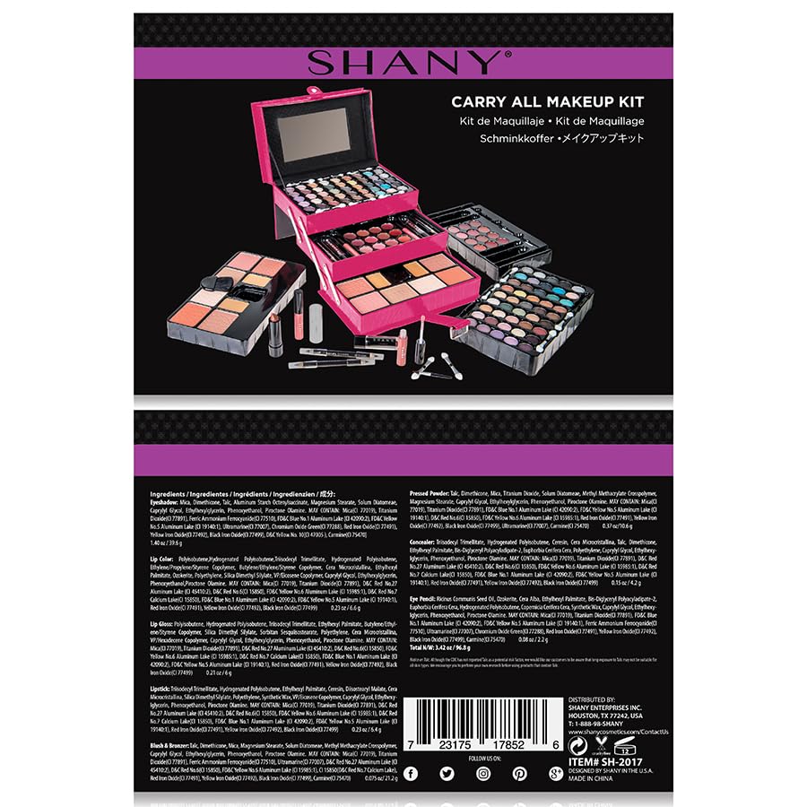 SHANY All In One Makeup Set, Eyeshadow, Blushes, Face Powder, Lipstick, Eye liners, Make up Pencils and Cosmetics Mirror - Makeup Kit With Reusable Storage Beauty Box - Red