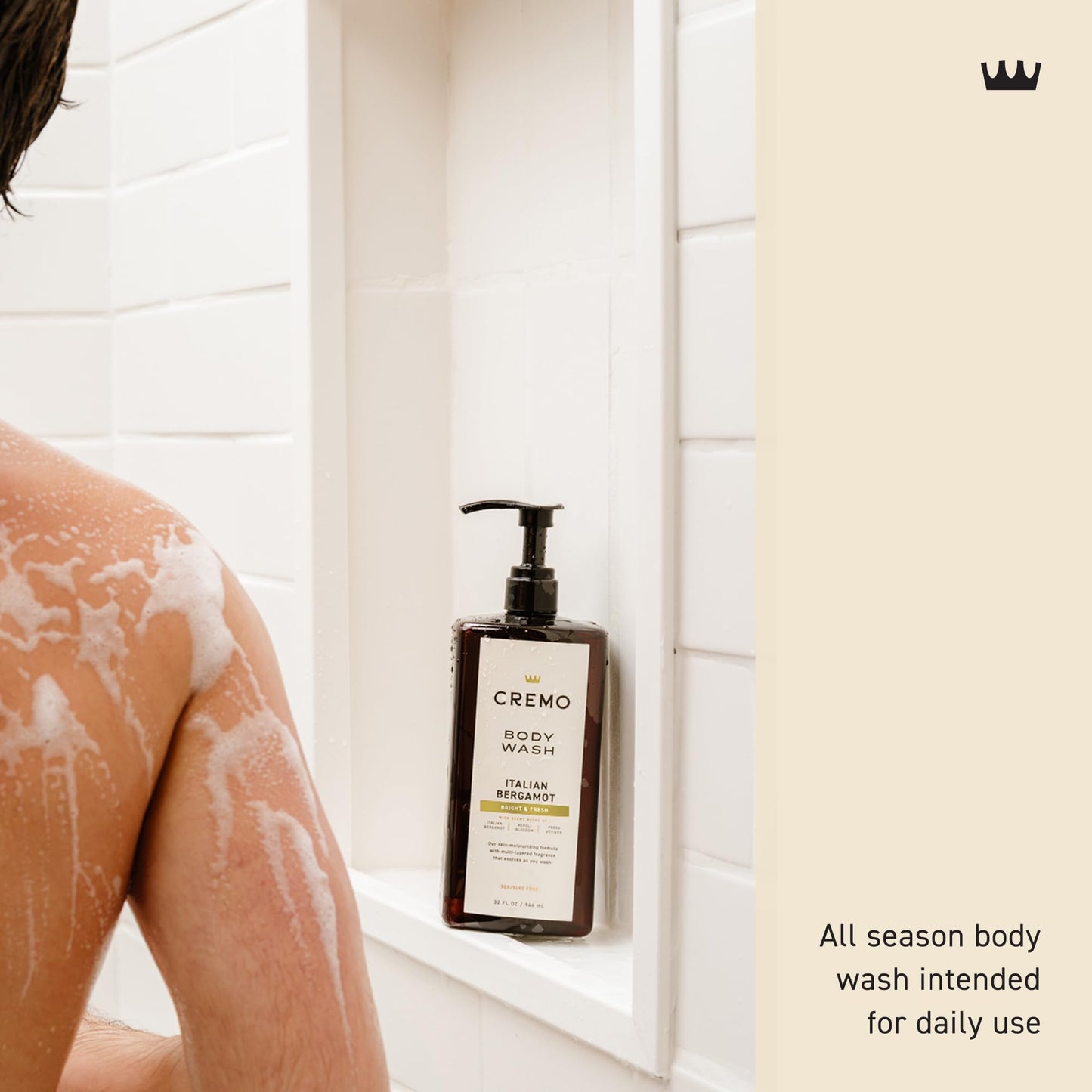 Cremo Rich-Lathering Italian Bergamot Body Wash for Men, 32 Fl Oz (Pack of 2)