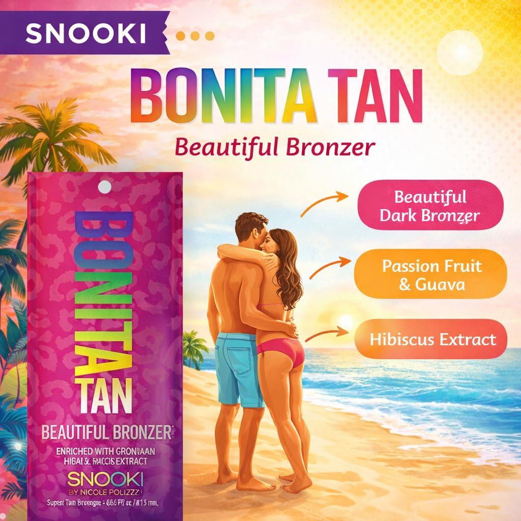 Assorted Snooki Tanning Bed Lotion (10 Packets) + Protective EYE WEAR Random Variety Mix 70X Ultra Dark, 100X Extreme Blackout, Hello Weekend, Summer in a Bottle, Bonita Tan (0.57 oz ea)