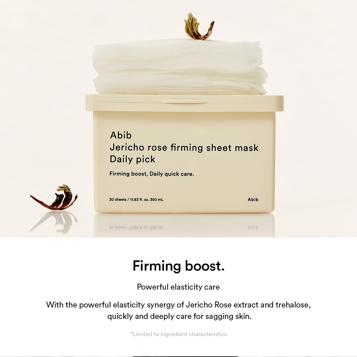 Abib Jericho Rose Sheet Mask Daily Pick, 30 Sheets, Korean Sheet Mask for Skin Elasticity, Firming
