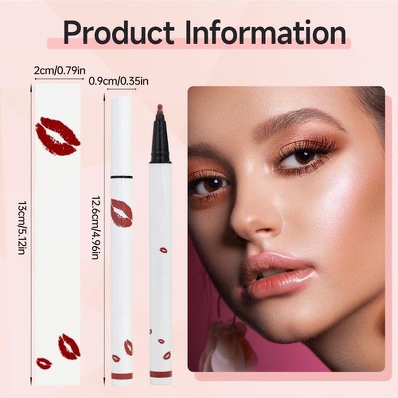 XieJY Longwear Liquid Lip Liner, 2025 New 2-in-1 Liquid Lipstick Pen Lip Liner Pencil Matte Lip Stain Marker, Waterproof Quick-Drying Long-Lasting Matte Liquid Lipstick (#02, M)