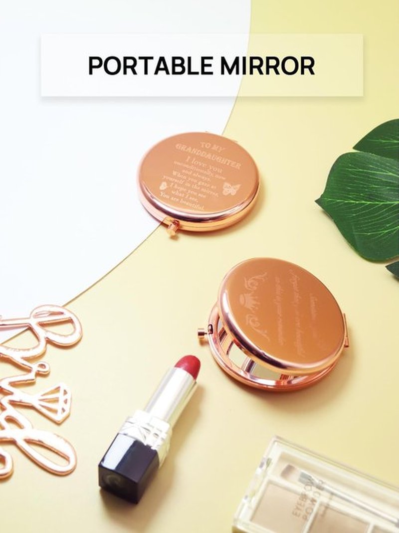 Getinbulk Personalized Compact Mirror to Granddaughter, Unique Small Present for Her Mom Best-Friends Teacher Sister Coworker Grandma (Rose Gold)