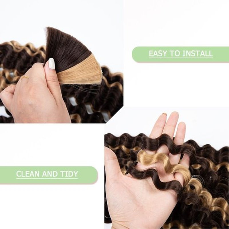 Deep Wave Bulk hair for Braiding Wet and Wavy Micro Braiding Hair No Weft Faux Deep Wave Braiding Hair Extensions for Box Boho Braids 150g with 2Bundles #P4/27 (18Inch)