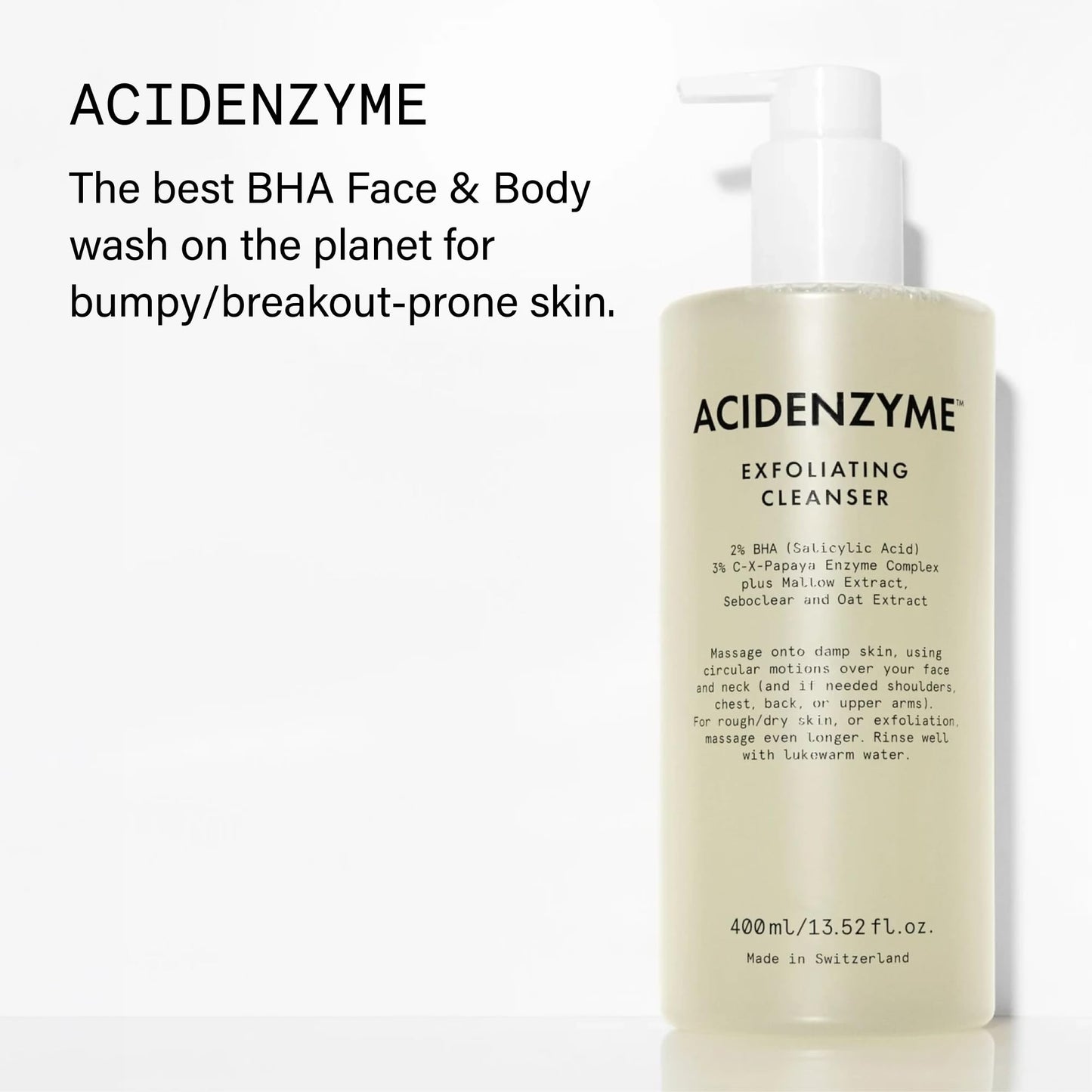 Beauty Pie AcidEnzyme Exfoliating Cleanser | Exfoliating Face & Body Wash | Smooth, Purify & Clarify Skin | Salicylic Acid AHA BHA Exfoliant | Deep Pore Cleanser | 13.52 fl oz