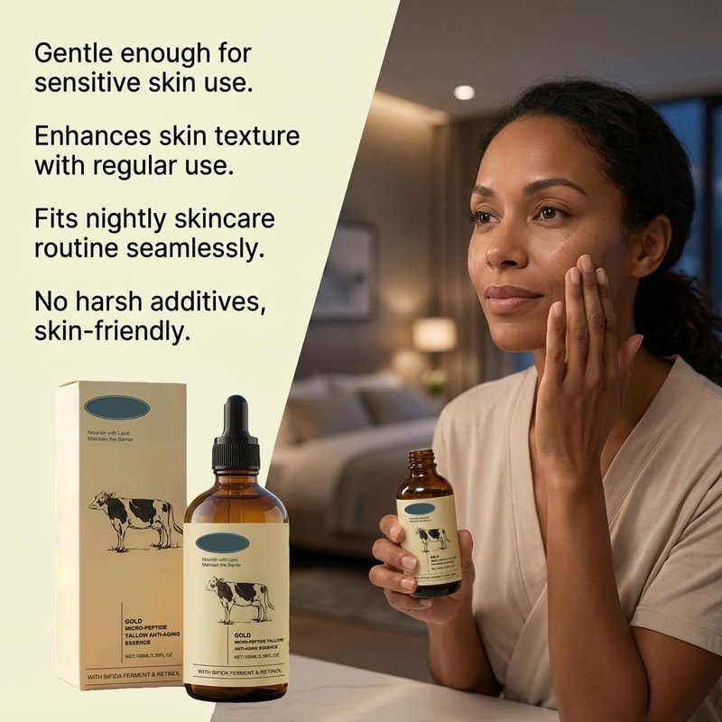 Retinol Golden Micro Peptide Tallow Serum - Tallow-Based Facial Essence for Daily Skin Conditioning | 100ml/3.38FL OZ