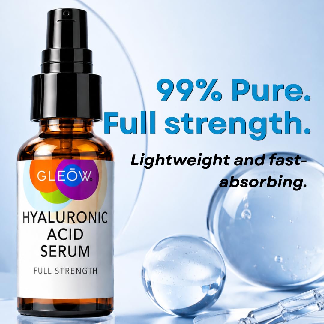 GLEOW New 2024 Pure Hyaluronic Acid Serum for Face - Hydrating Serum for Women - Hyaluronic Acid Pure Face Serum for Women - Face Serum for Dry Skin with Dark Spots 2oz