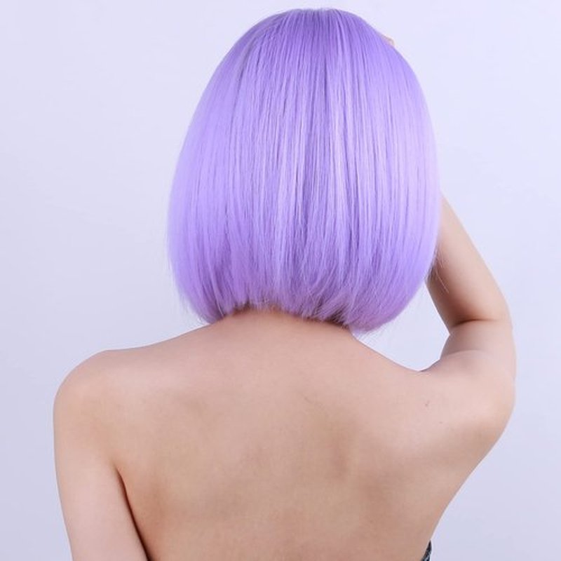 PATTNIUM Purple Bob Wig for Women Short Purple Wigs Straight Middle Part Light Purple Hair Wig Natural Looking Heat Resistant Synthetic Wig