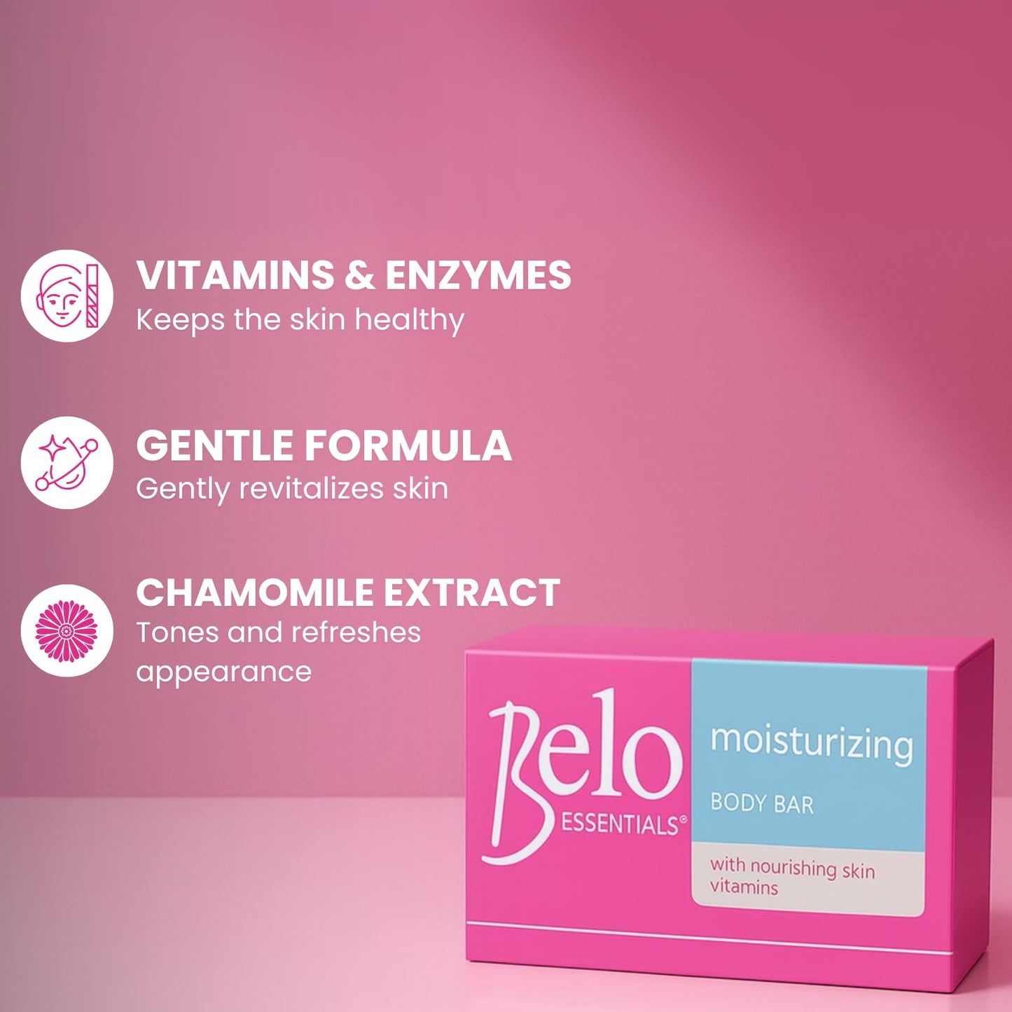 Belo Essentials Moisturizing Body Bar Gentle Cleansing Hydrating Bath Skincare Solution Smooth Texture Enhancer - 135g x 4 Bars