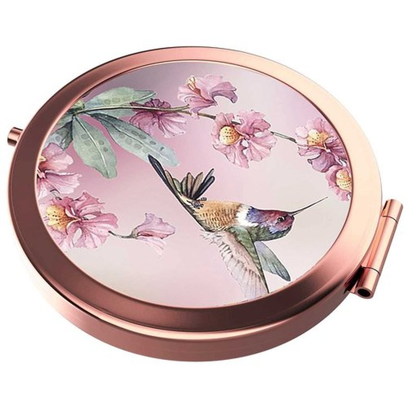 Compact Mirror Rose Gold Makeup Mirror Folding Mini Pocket Mirror Portable Hand Mirror Double-Sided 2 x 1x Magnification for Woman Girls Great Gift (Hummingbird)
