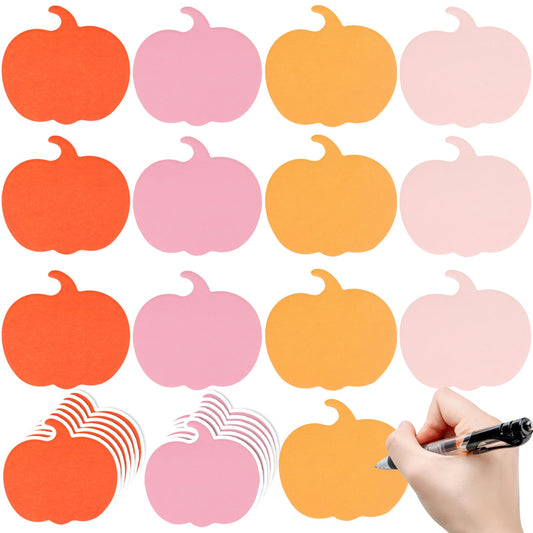 FOIMAS 24 Pack Fall Pumpkin Sticky Notes,Thanksgiving Sticky Notepad Memo Pads for Halloween Fall Thanksgiving Party Favor Supply Classroom,Orange and Pink
