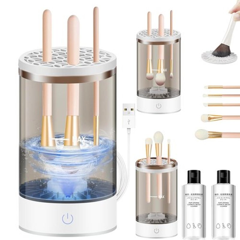 Beauty Swirl Cosmetic Brush Cleaner,The Cozy Luna Makeup Brush Cleaner,Multi-Functional Electric Makeup Brush Cleaner Machine, Makeup Brush Dryer & Makeup Brush Washer Combined (Black, Charging)