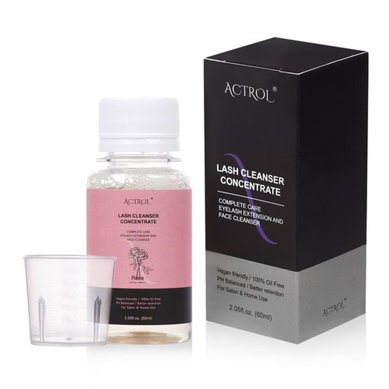 ACTROL Eyelash Cleanser Concentrate 60ml Rose Professional Lash Shampoo Foaming Cleanser DIY Wash for Extensions Lashes with Salon Home Care-Makes 12Bottles
