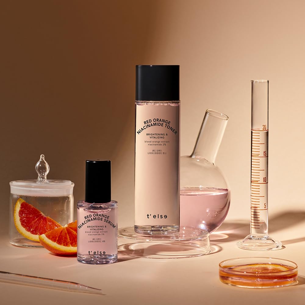 T'else Red Orange Niacinamide Serum 30ml, 1.05 Fl.oz, Blemish and Skin Flaws Improvement, Moisturizing Gel Formula Lotion, Rich Vitamin & Panthenol Facial Care, Smooth Skin Texture, Korean Skin Care