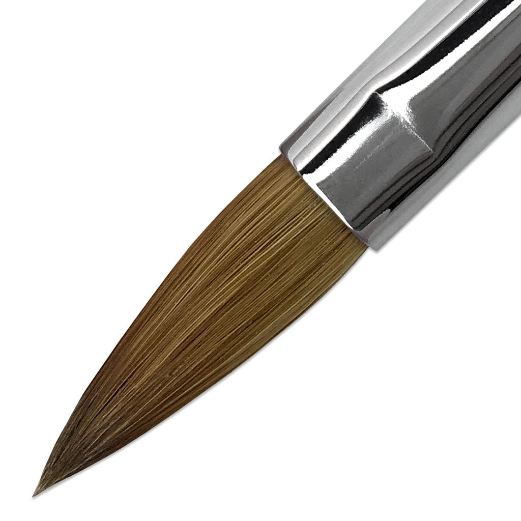 Size 10 PANA Pure Kolinsky Acrylic Nail Brush - Oval Crimped Clear Handle