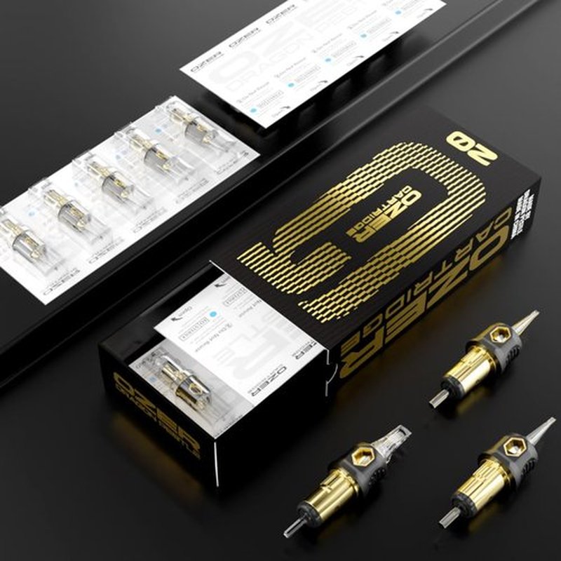 OZER Tattoo Cartridge - #1007RM(0.30mm) 20Pcs Disposable Tattoo Needles with Membrane Safety Cartridges for Tattoo Round Liner