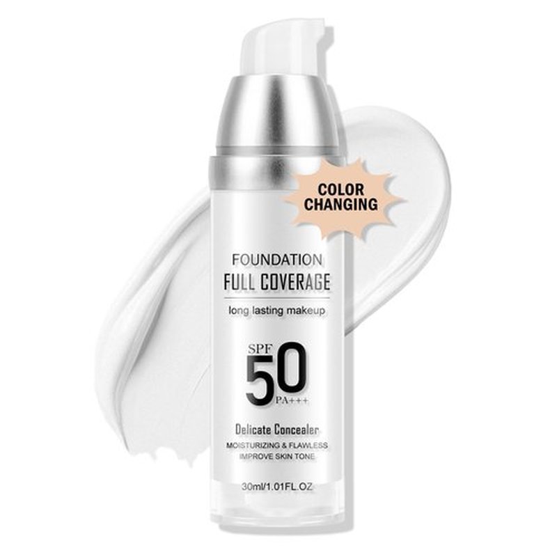 KYDA Color Changing Foundation SPF 50 PA+++, Full Coverage Foundation BB Cream, Moisturizing Flawless Liquid Concealer Foundation, Skin-improving Foundation for All Skin, 1.01 fl oz