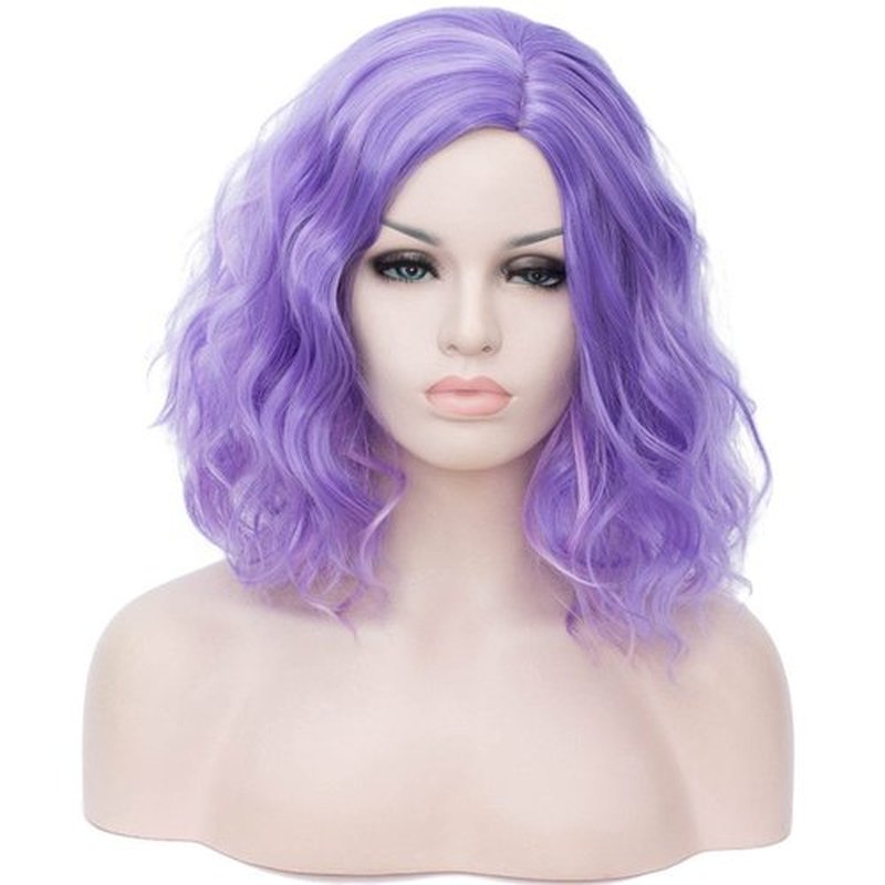 Cying Lin Short Bob Wavy Curly Wig Mixed Purple Wig For Women Cosplay Halloween Wigs Heat Resistant Bob Party Wig Include Wig Cap (Mixed Purple)