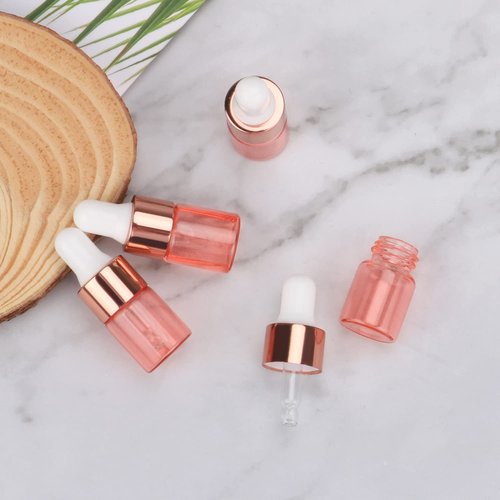 Wresty 15 Pcs Pink Glass Dropper Bottle Essential Oil Dropper Bottles Mini Glass Vials Cosmetic Liquid Container Perfume Aromatherapy Sample Bottles With Glass Eye Dropper (2ml(5/8 Dram))