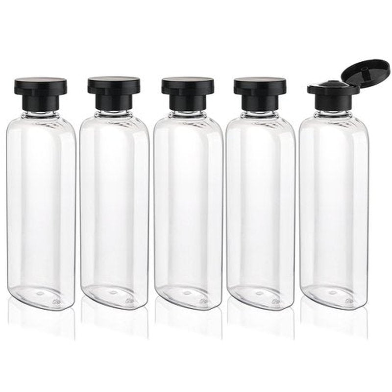 Wowang Travel Shampoo Bottles 7.7oz 5 Pack Leak Proof Squeeze Bottles with Flip Cap Refillable Containers Plastic Travel Bottles for Toiletries for Lotion Shampoo Conditioner