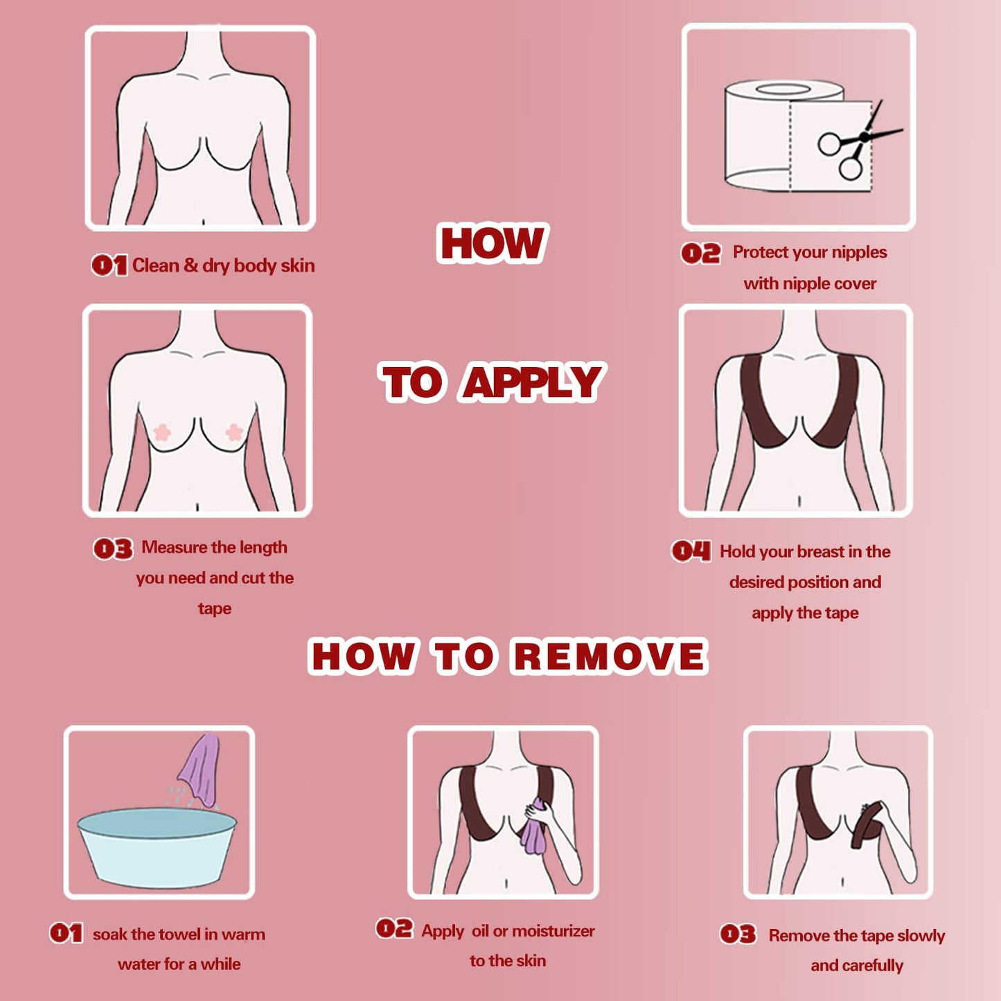 BEWTEIM Boobytape for Breast Lift Plus Size, XL Boob Tapes 5 inch Wide D-G Cup, Invisble Breast Tape Lifting Large Breast with 2 Reusable Nipple Covers 10 Satin Nipple Pasties Cream