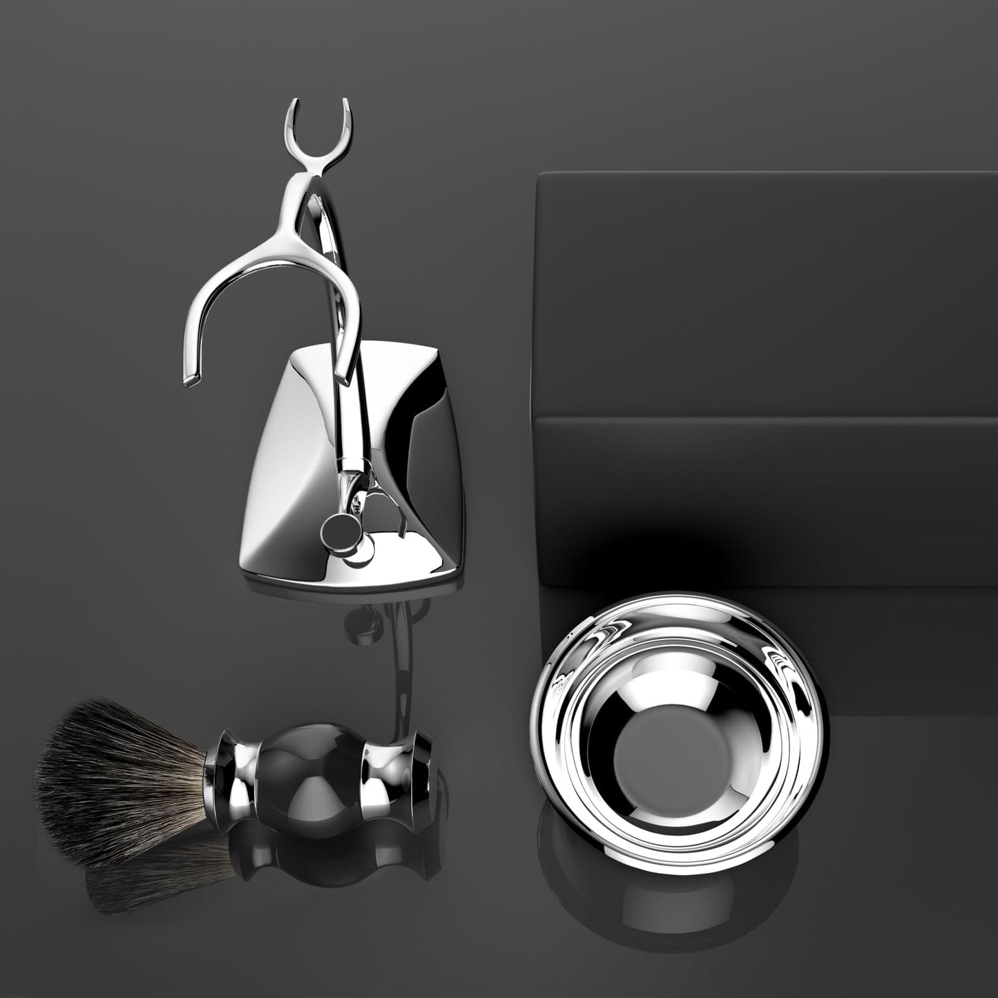 GRUTTI Shaving Set, Shaving Stand & Soap Bowl &Brush, Deluxe Safety Mens Razor Holder with Non Slip Base Shaving Kit for Men Boyfriend Husband Dad Birthday Fathers Day Gift