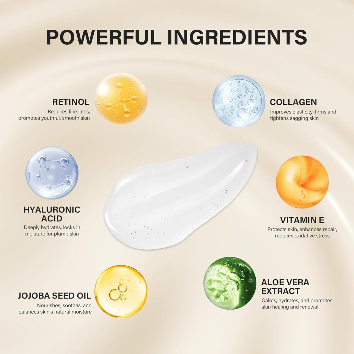 Retinol Collagen Cream，Anti-Aging Facial Moisturizing Cream，Long-lasting Hydration & Moisturization，Reduce Fine Lines & Wrinkles，Leaving Skin Smooth，Suitable for All Skin Types，2.14 Fl Oz