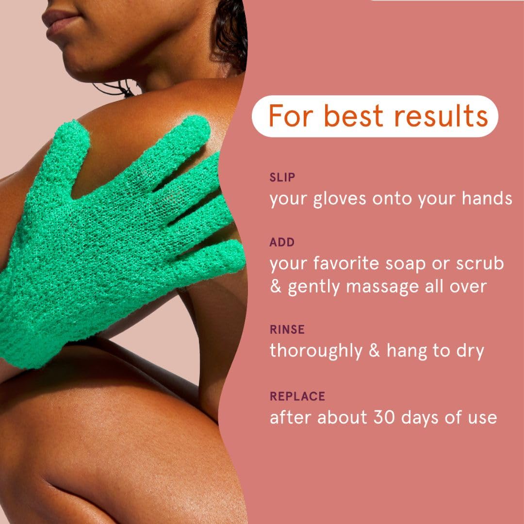 Exfoliating Bath & Shower Gloves - 3 Pairs Reusable Tool for Smooth Skin