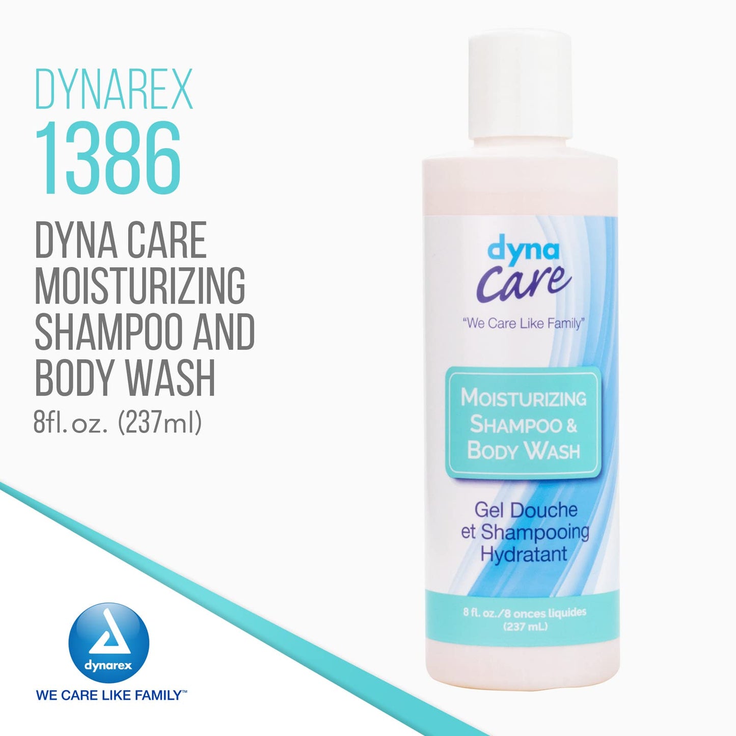 Dynarex Shampoo and Body Wash - Unisex, Moisturizing All-in-One Shampoo Body Wash for Skin & Hair - Mild Formula for Sensitive Skin - Tropical Scent - 8 oz., 48 Bottles/Case (Packaging May Vary)