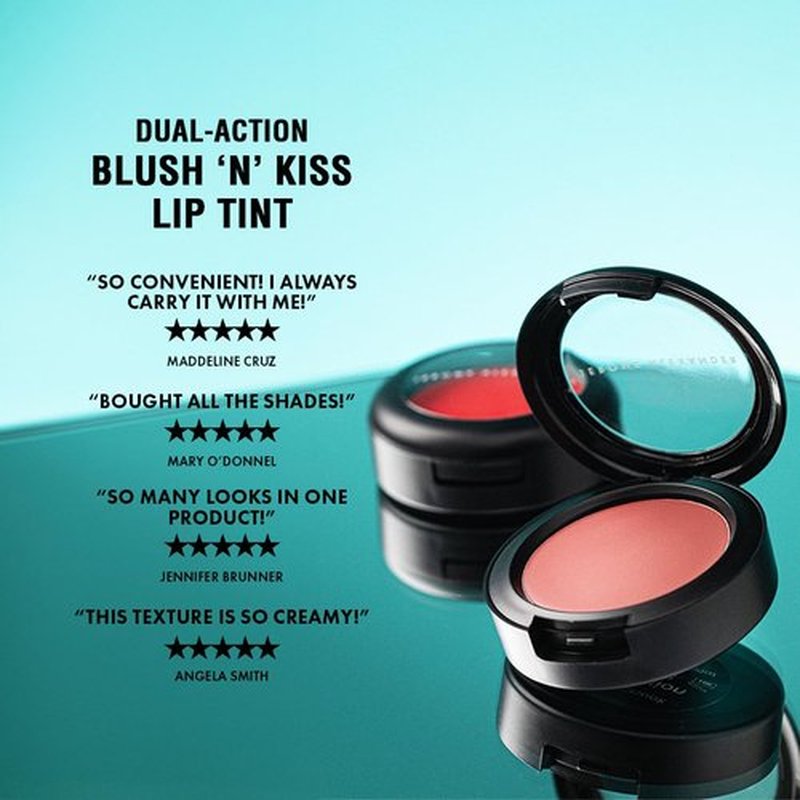 Jerome Alexander Blush ‘n’ Kiss Cream Blush for Cheeks & Lips | Creamy, Lightweight, Buildable Coverage | Blush Balm Face Makeup|Tint Coral