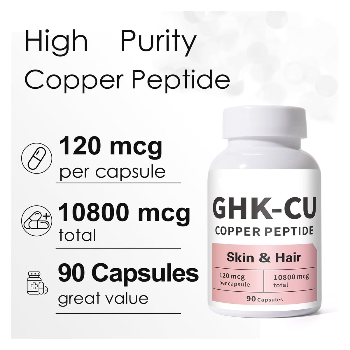 GHK-Cu Peptide for Skin & Hair, Easy to Absorb