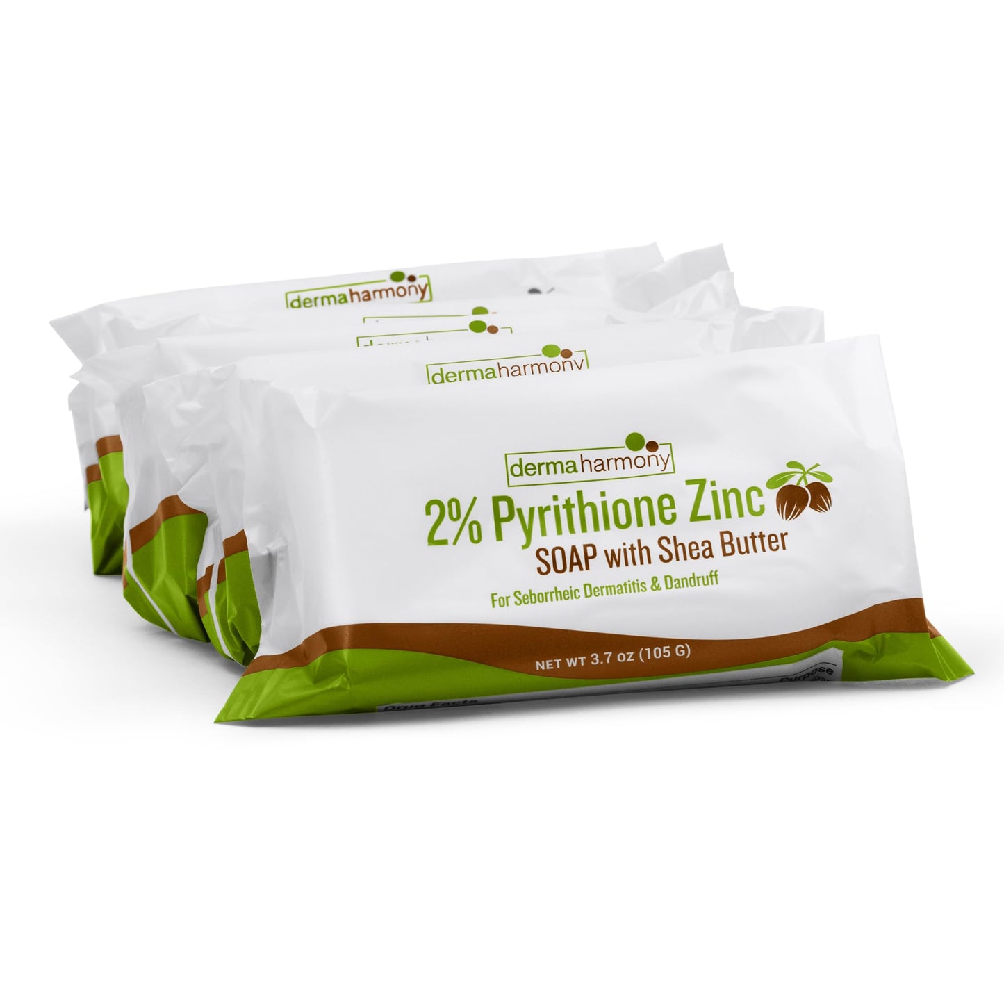 Dermaharmony 2% Zinc Pyrithione (ZNP BAR) Shea Butter Soap 3.7 oz Bars - Five Pack for Seborrheic Dermatitis, Dandruff, Psoriasis, Eczema, etc.