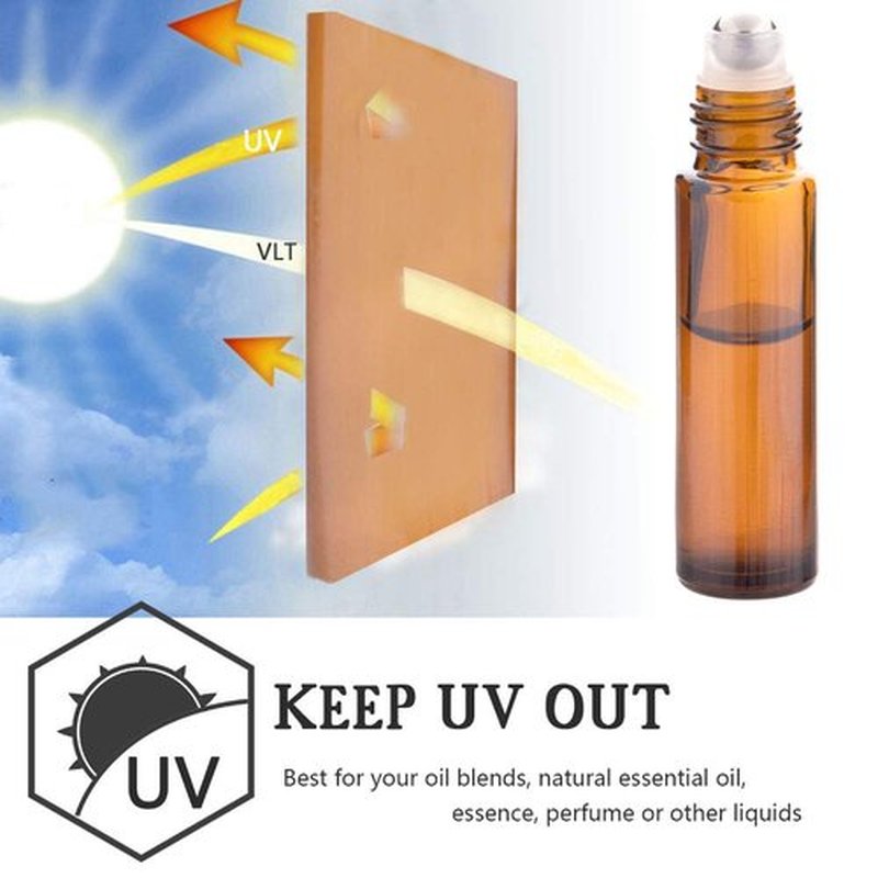 12 Pack 10ml Essential Oil Roller Bottles, with Stainless Steel Roller Balls, 10ml Amber Glass Roll on Bottles for Essential Oils, 1 Extra Roller Ball, 12 Labels, 1 Openers, 2 Droppers Included