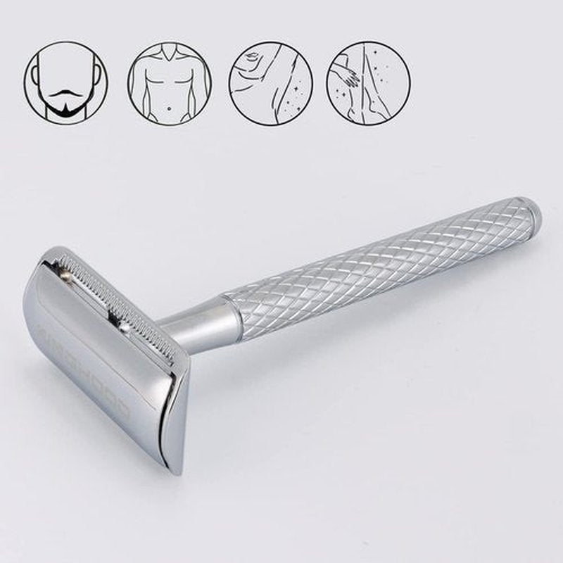 Kinghood Single Blade Safety Razor - Metal One Blade Razor for Men & Women with 10 Stainless Steel Double Edge Blades(Silver)