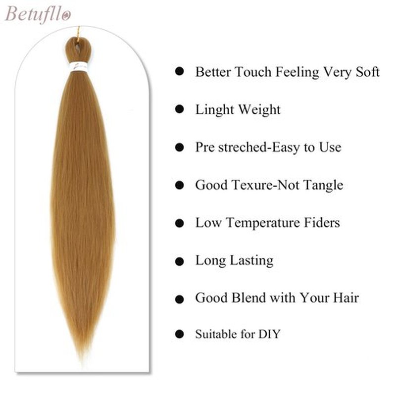 Braiding Hair Pre Stretched 26 Inch 8 Packs Honey Blonde Braiding Hair 27# Long Prestretched Braiding Hair Professional Synthetic Hair Yaki Texture Itch Free Hot Water Setting