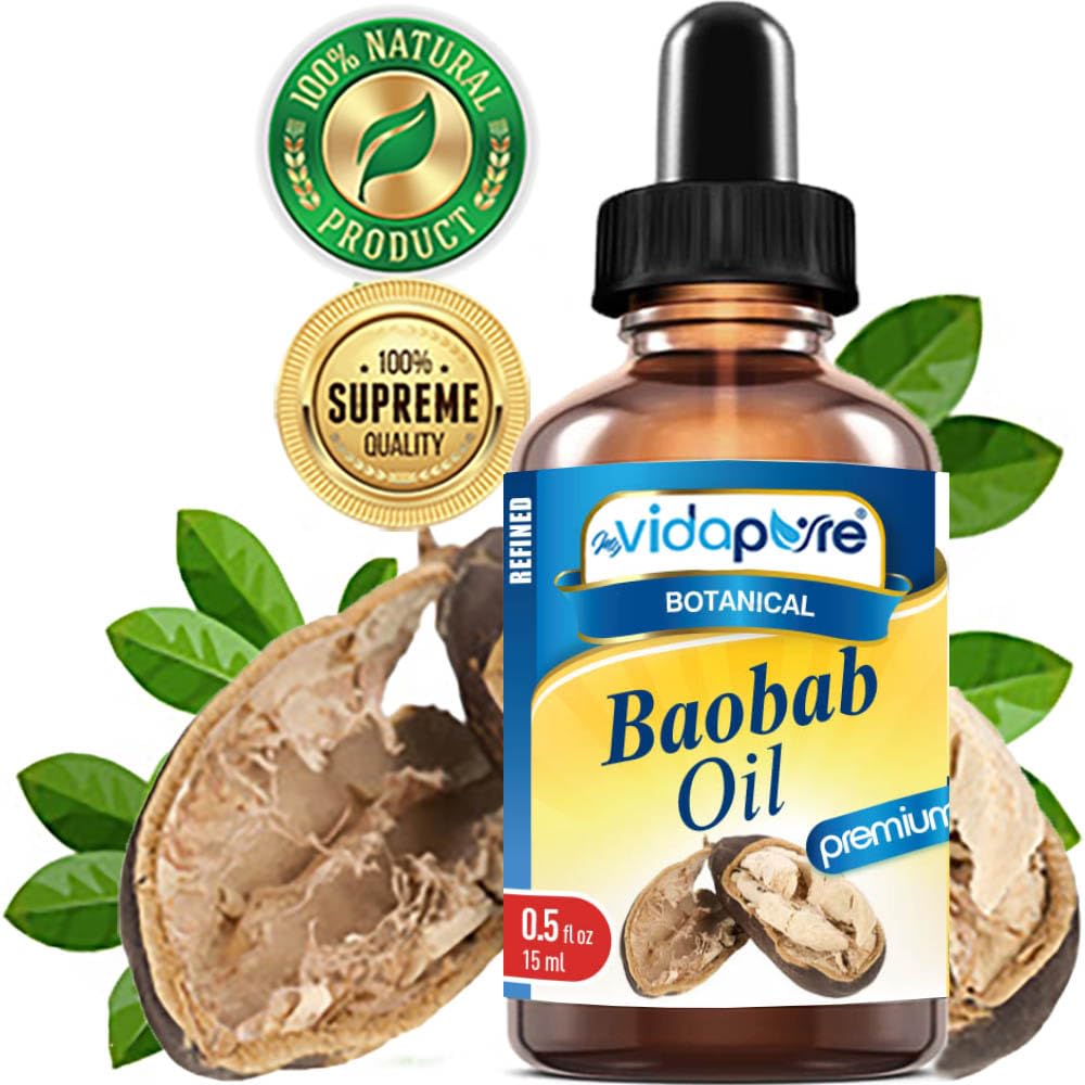 MYVIDAPURE 100% Pure BAOBAB OIL WILD GROWTH RAW for Skin, Hair, Lip and Nail Care. (0.5 Fl Oz)