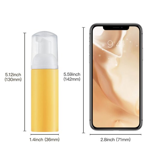 Tekson 10PCS Soap Foam Bottle (2 oz), Empty Travel Foaming Lash Shampoo for Cleanser, Dispenser (Yellow Pump)